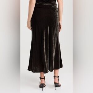 Wayf Sylvie Velvet Slip Midi Skirt - Dk Chocolate